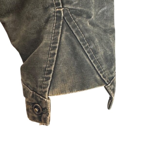 Kuhl Vintage Patinadye Distressed  Moto Jacket  Canvas Black Browns  Size Medium - Picture 9 of 12